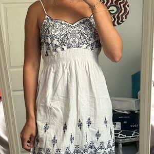 White and Navy Sleeveless Sundress